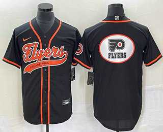 Men%27s Philadelphia Flyers Black Team Big Logo Cool Base Stitched Baseball Jersey->pittsburgh penguins->NHL Jersey